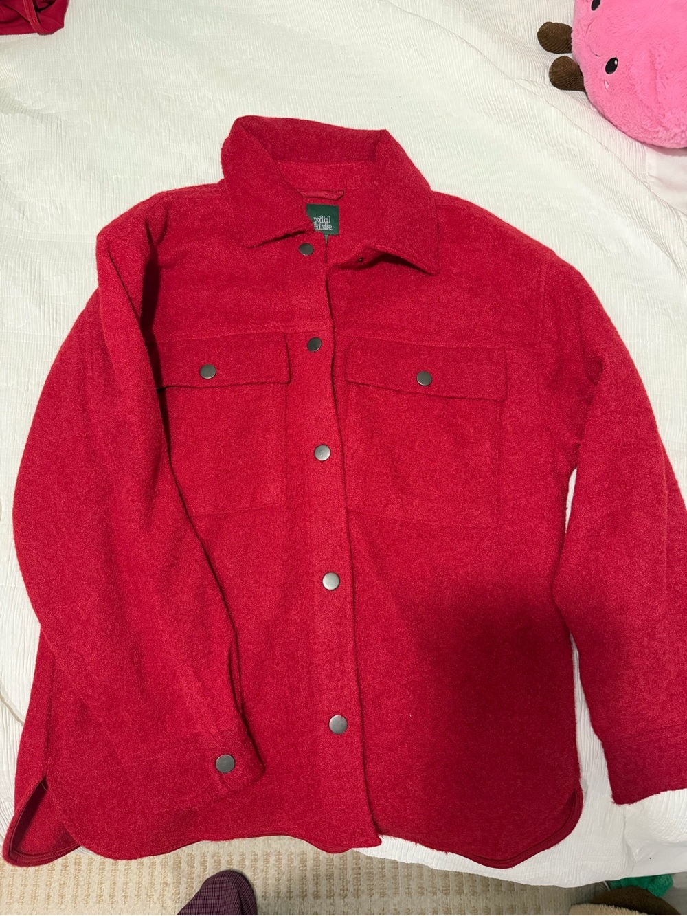 wild fable Red Button-Front Wool-Blend Shacket